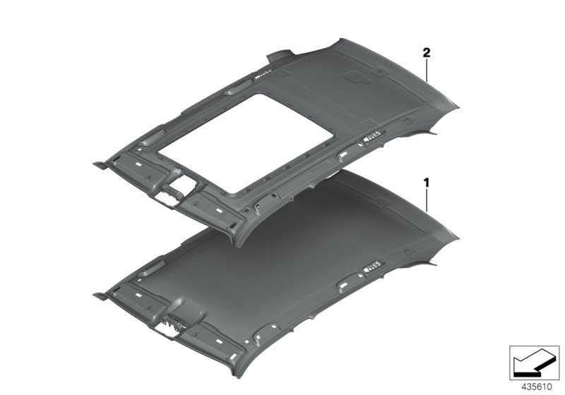 Инд.фасонная панель потолка Alcantara для BMW F85 X5 M S63R (схема запчастей)
