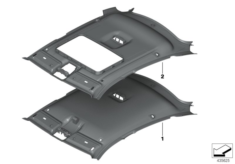 Инд.фасонная панель потолка Alcantara для BMW F16 X6 30dX N57N (схема запчастей)