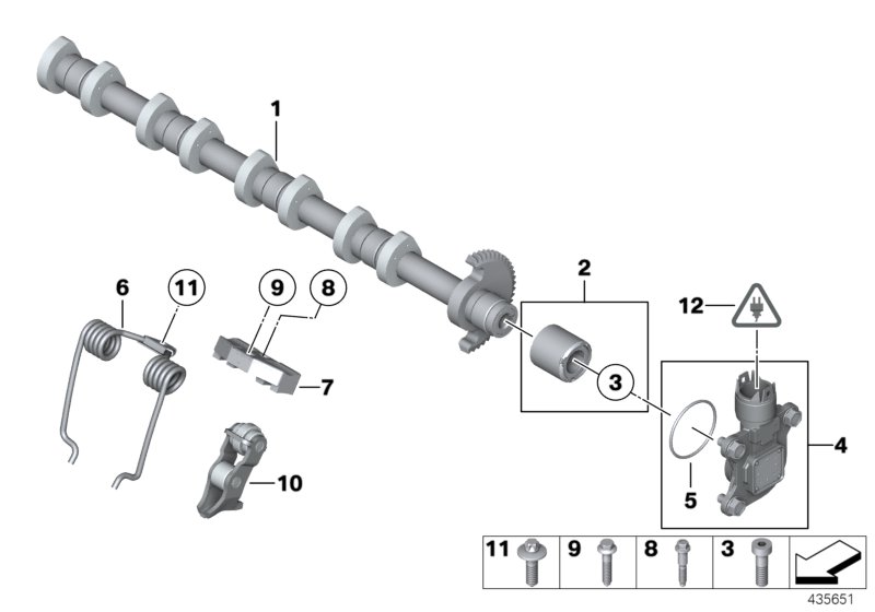 Эксцентриковый вал механизма упр.клап. для MINI R56N One N16 (схема запчастей)