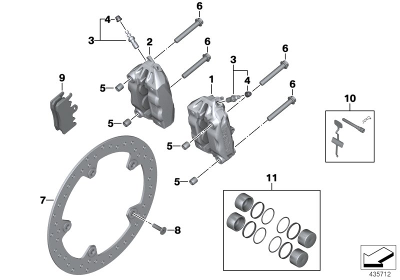 Тормозной механизм переднего колеса для MOTO K73 F 800 R 17 (0B54, 0B64) 0 (схема запчастей)