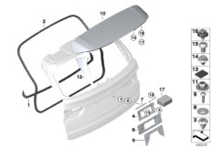 Дополнительные элементы багажной двери для BMW F15 X5 25d B47 (схема запасных частей)