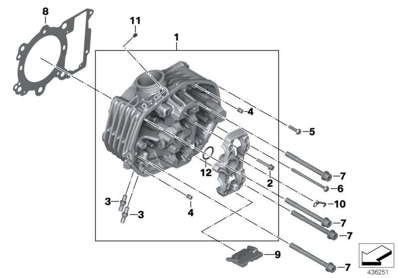 головка блока цилиндров для BMW K54 R 1200 RS (0A05, 0A15) 0 (схема запчастей)