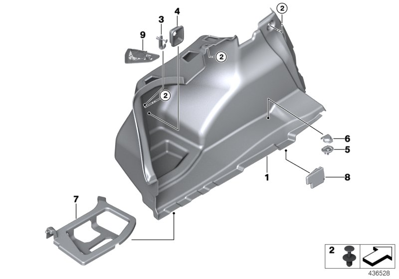 Обшивка багажного отделения Л для BMW F23 228i N20 (схема запчастей)