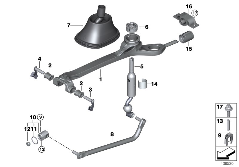 Механизм переключения передач МКПП для BMW F82 M4 S55 (схема запчастей)