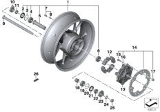Литой диск Зд для BMW K73 F 800 R 15 (0B04, 0B14) 0 (схема запасных частей)