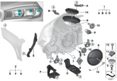 Детали фары для BMW F16 X6 28iX N20 (схема запасных частей)