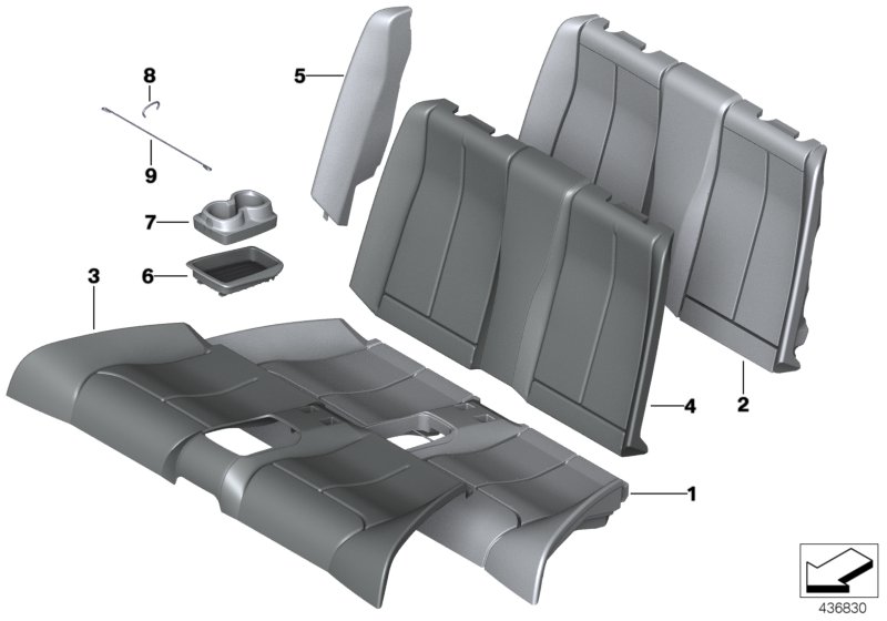 Набивка и обивка базового сиденья Зд для BMW F23 220i B48 (схема запчастей)