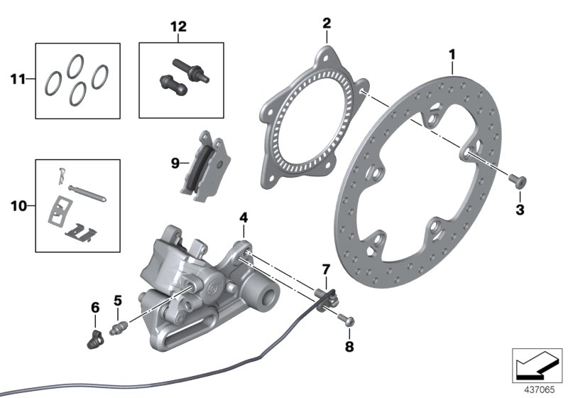 Тормозной механизм заднего колеса для MOTO K73 F 800 R 17 (0B54, 0B64) 0 (схема запчастей)