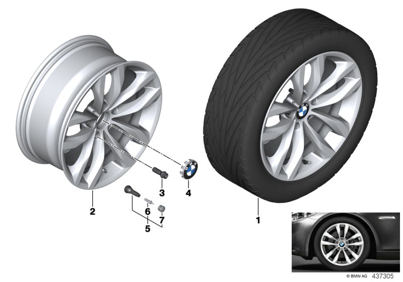 Л/с диск BMW дизайн 609 - 18'' для BMW F10N Hybrid 5 N55 (схема запчастей)