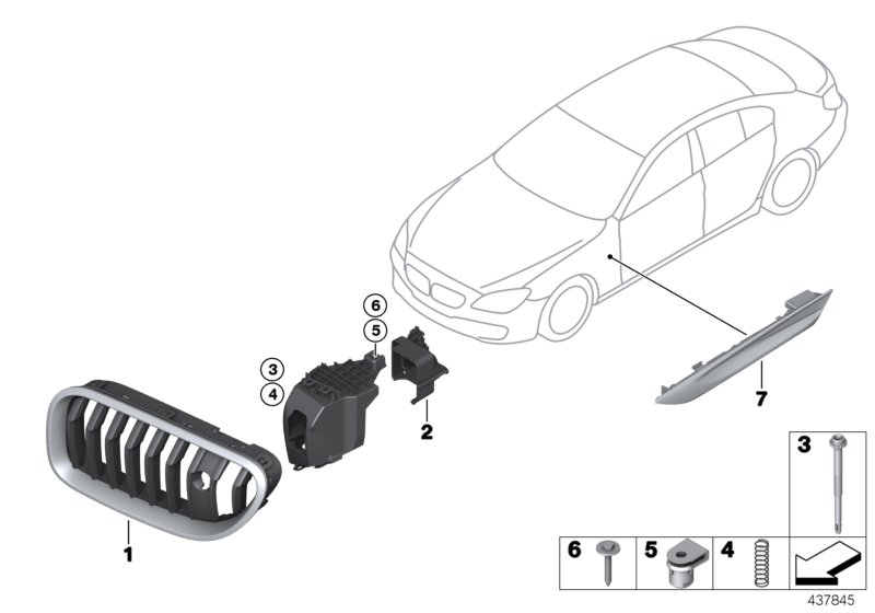 Наружные накладки / декоративные решетки для BMW F13N M6 S63N (схема запчастей)