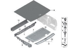 Облицовка пола багажного отделения для BMW F48 X1 25iX B48 (схема запасных частей)