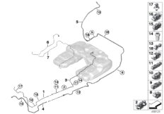 Топливопровод/ элементы крепления для BMW F15 X5 40eX N20 (схема запасных частей)