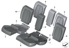 Мягкая часть и обивка заднего сиденья для BMW F46 218dX B47 (схема запасных частей)