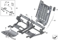 Каркас подушки заднего сиденья 3-й ряд для BMW F46N 218d B47B (схема запасных частей)