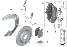 Тормозной механизм переднего колеса для BMW F57 JCW B46D (схема запасных частей)