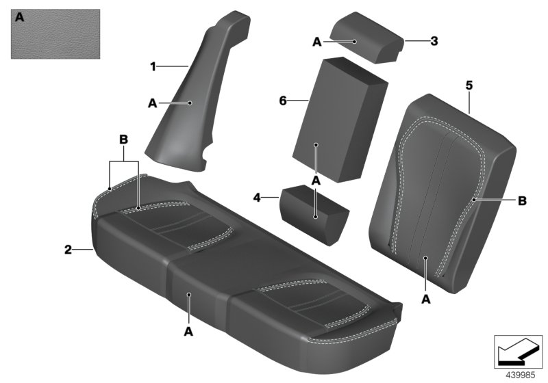 Инд.обивка сиденья пов.комфорт.кожа для BMW F85 X5 M S63R (схема запчастей)