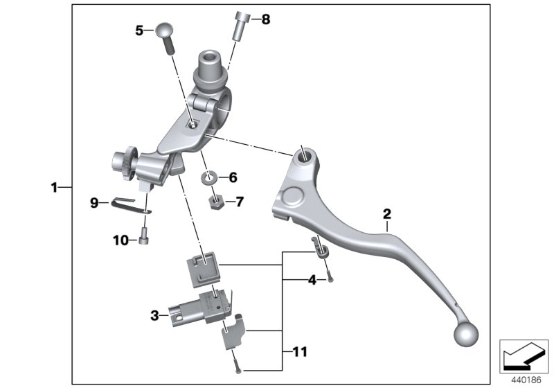 Ручная арматура сцепления для BMW K49 S 1000 XR (0D03, 0D13) 0 (схема запчастей)