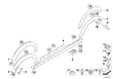 Накладка порог / арка колеса для BMW R56 One D W16 (схема запасных частей)