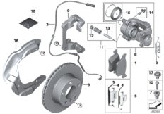 Датчик износа торм.накладки пер.колеса для BMW F32N 430iX B48 (схема запасных частей)