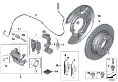 Датчик износа торм.накладки колеса Зд для BMW F36 435dX N57Z (схема запасных частей)