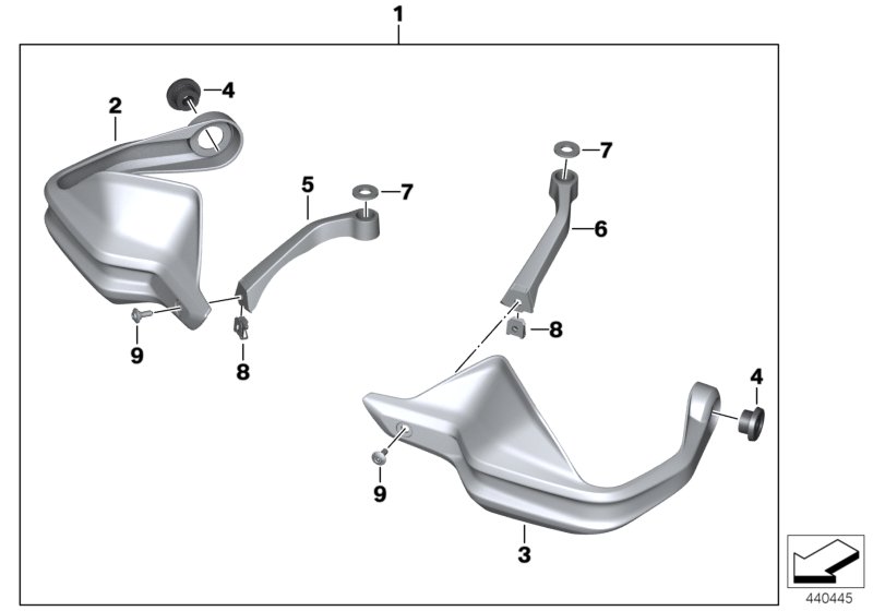 К-т защиты рук для BMW K49 S 1000 XR (0D03, 0D13) 0 (схема запчастей)
