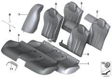 Набивка и обивка базового сиденья Зд для BMW F06 M6 S63N (схема запасных частей)