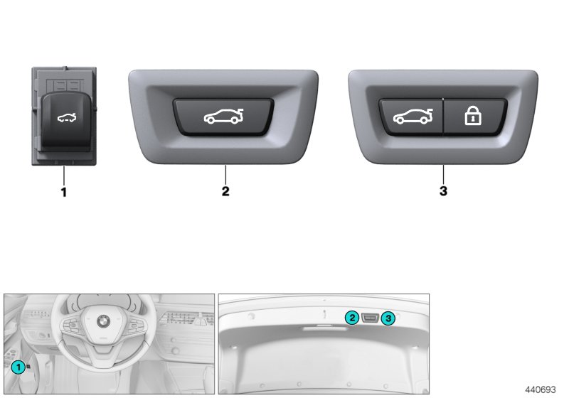 Переключатель привода крышки багажника для BMW G12 750LiX 4.0 N63R (схема запчастей)