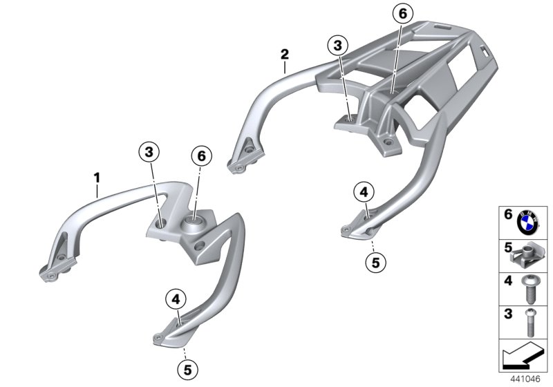 Поручень и крепление для багажа для BMW K71 F 800 S (0216,0226) 0 (схема запчастей)