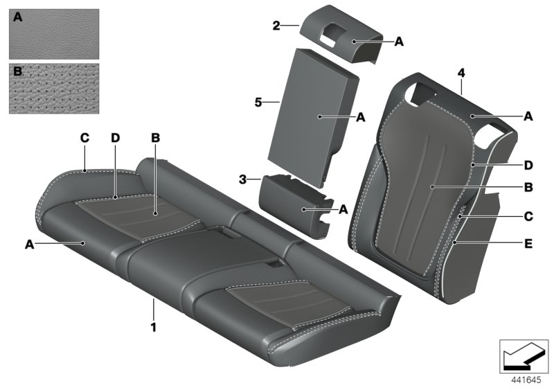 Инд.обивка сид.пов.комфорт.климат-кожа для BMW F86 X6 M S63R (схема запчастей)