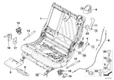 Сиденье Зд, каркас подушки сиденья Л для BMW E70 X5 3.0sd M57N2 (схема запасных частей)