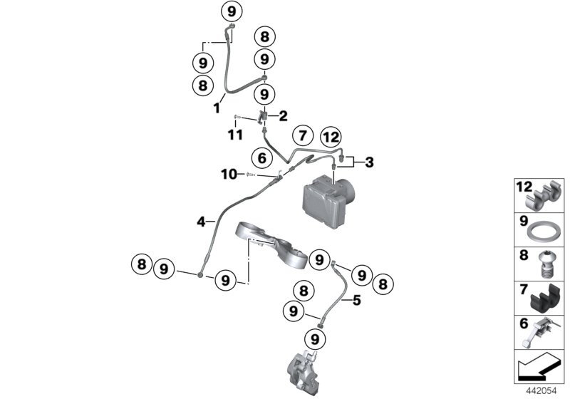 Трубопровод тормозного привода c ABS Пд для BMW K25 R 1200 GS 08 (0303,0313) 0 (схема запчастей)