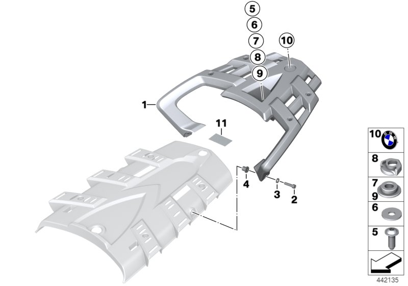 Багажник на крыше для BMW K25 R 1200 GS 04 (0307,0317) 0 (схема запчастей)