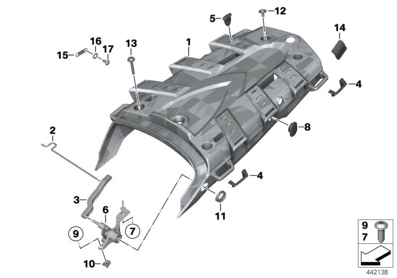 Деталь заднего кронштейна, одночастная для BMW K255 R 1200 GS Adve. 06 (0382,0397) 0 (схема запчастей)