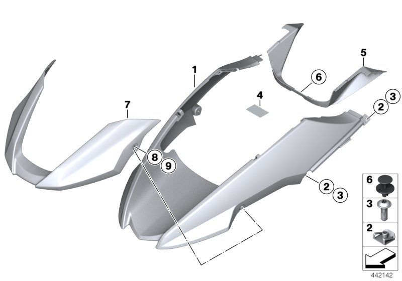 Колпак переднего колеса, загрунт. для MOTO K255 R 1200 GS Adve. 06 (0382,0397) 0 (схема запчастей)