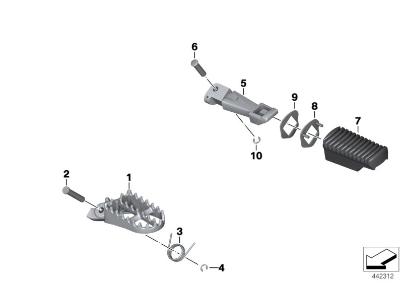 Упор для ноги Enduro широкий - Пд/Зд для BMW K255 R 1200 GS Adve. 06 (0382,0397) 0 (схема запчастей)
