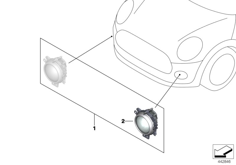 Пост. светодиодный ближний свет MINI для BMW F54 One B38B (схема запчастей)