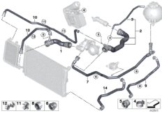 Водяной шланг системы охлаждения для BMW F25 X3 35dX N57Z (схема запасных частей)