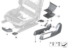 Накладка переднего сиденья с э/приводом для BMW F83 M4 S55 (схема запасных частей)