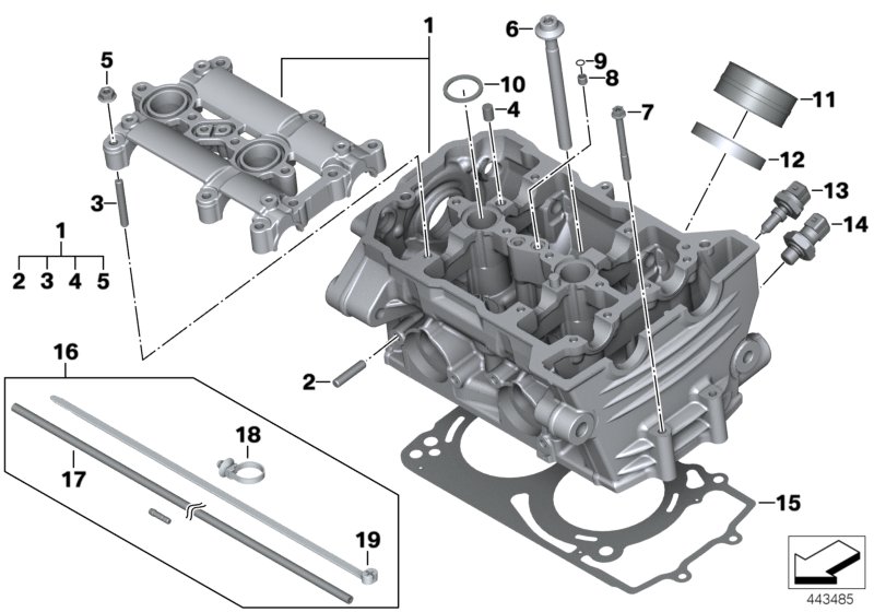 головка блока цилиндров для BMW K73 F 800 R (0217,0227) 0 (схема запчастей)