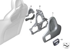 Накладки спинки переднего сиденья для BMW F55 Cooper B38 (схема запасных частей)