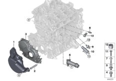 Блок цилиндров/дополнительные элементы для BMW F32N 418i B38 (схема запасных частей)