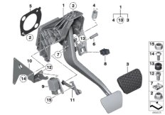 Педальный механизм АКПП для BMW F15 X5 40eX N20 (схема запасных частей)
