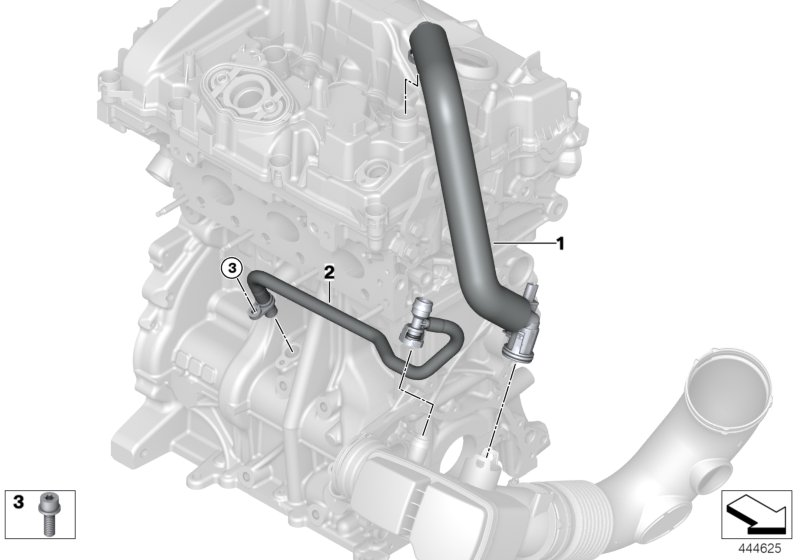 Система вентиляции картера для BMW F33 420i B48 (схема запчастей)