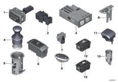 Различные выключатели/прикуриватели для ROLLS-ROYCE RR1 Phantom N73 (схема запасных частей)