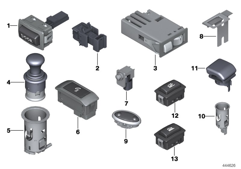 Различные выключатели/прикуриватели для ROLLS-ROYCE RR1N Phantom N73 (схема запчастей)