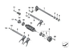 Детали механизма ПП 6-ступенчатой КПП для BMW K46 S 1000 RR 17 (0D50, 0D60) 0 (схема запасных частей)