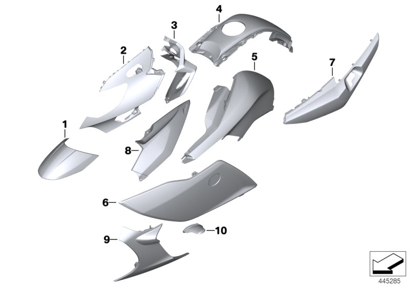 Окраш.детали WN47 mineral-silver мет. для BMW K48 K 1600 GTL (0602, 0612) 0 (схема запчастей)