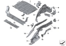 Пол багажника/брызговик Зд для MINI F54 Cooper S ALL4 B48C (схема запасных частей)