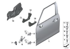 Дверь Пд, петли/ограничитель двери для BMW F54N Cooper B38C (схема запасных частей)