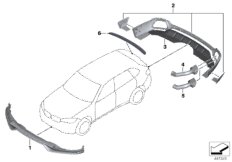 Аэродинамические компоненты для BMW F15 X5 35iX N55 (схема запасных частей)